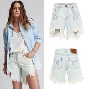 One Teaspoon Frankies Cutoff Distressed Denim Shorts 25/ XS Boho Festival Edgy
